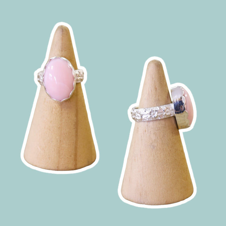 (4.75) Silver Pink Opal Ring