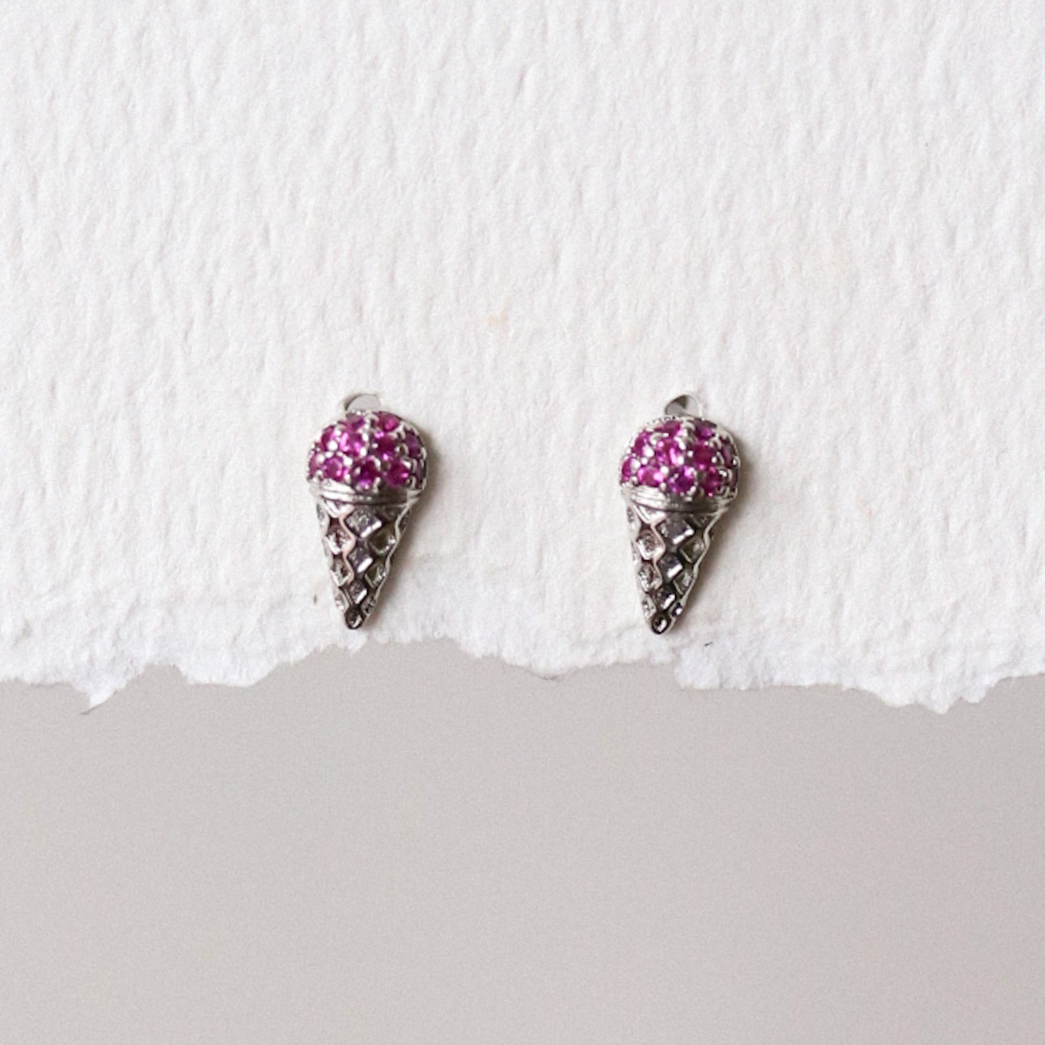 Ice Cream Cone Threadless Earring - Gold or Silver