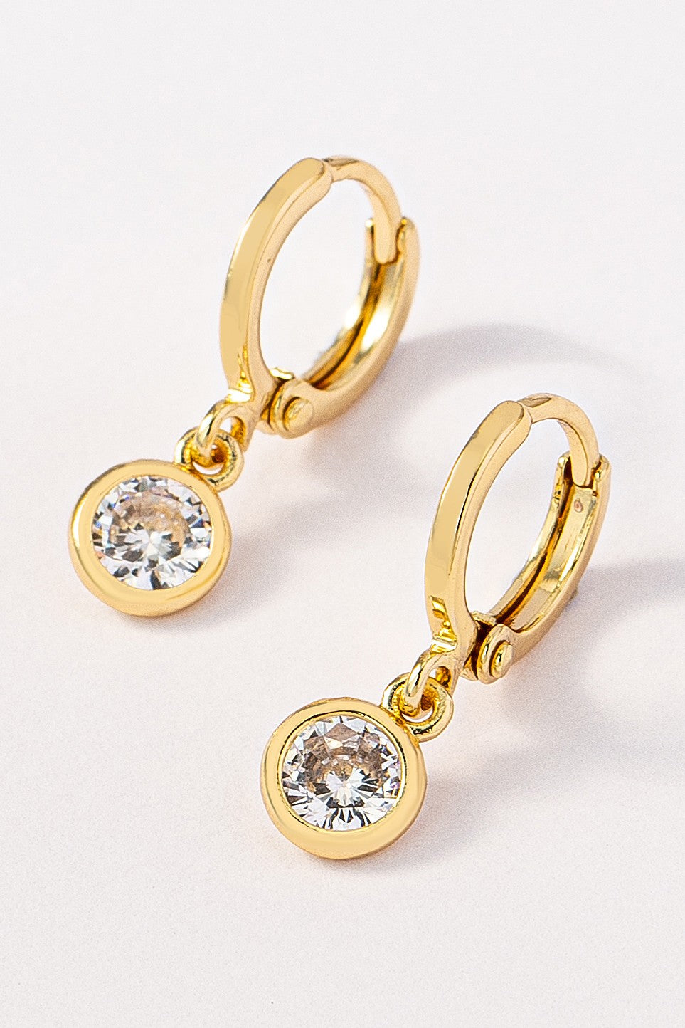 Huggie Hoop Earrings With Bezel-set Cz - Gold + Silver