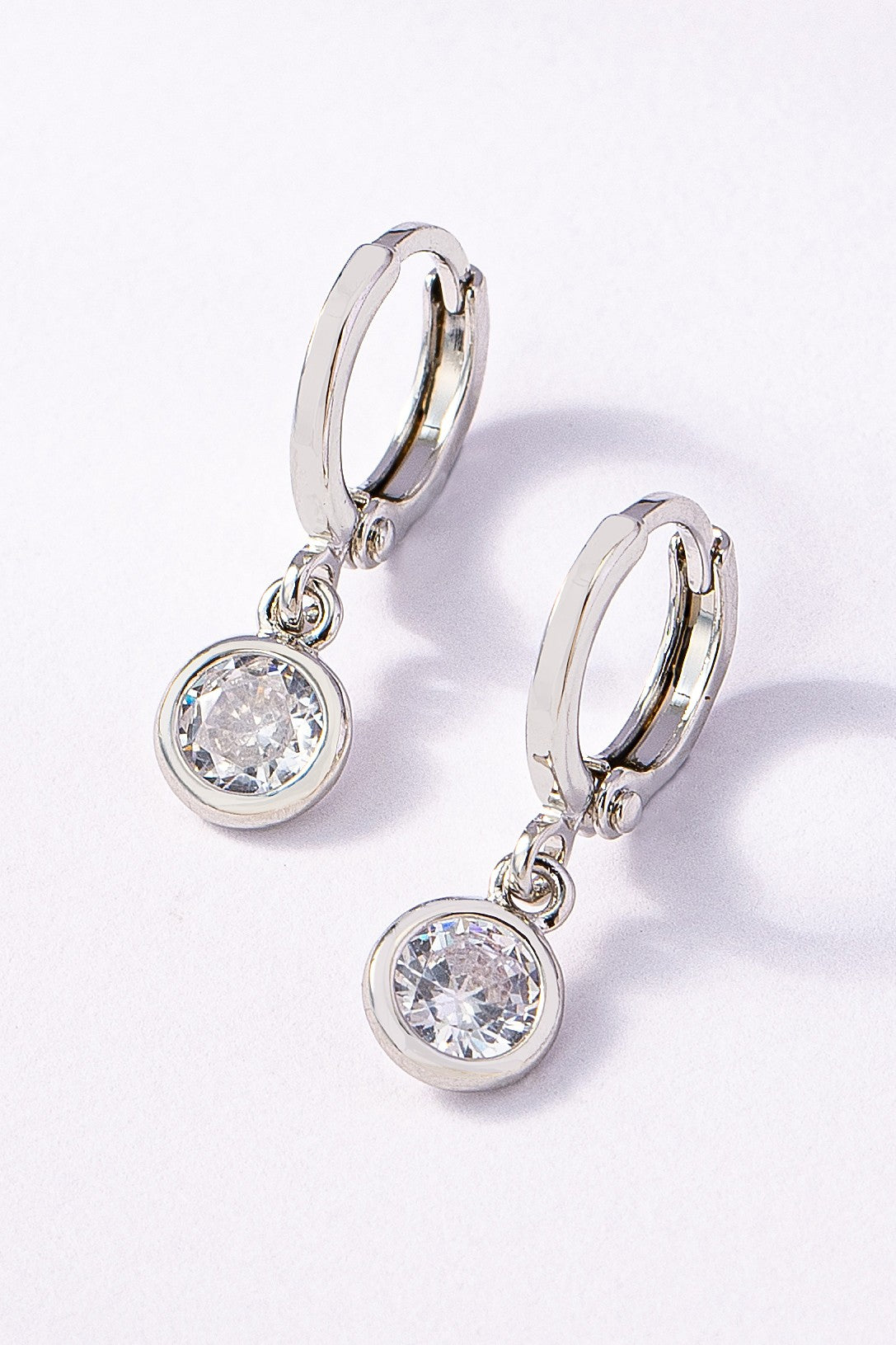 Huggie Hoop Earrings With Bezel-set Cz - Gold + Silver