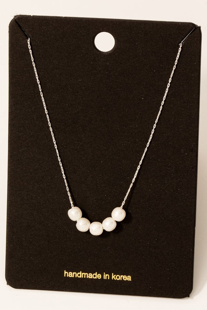 Pearl Bead Silver Necklace