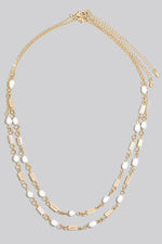 Gold Pearl Beaded Layered Necklace