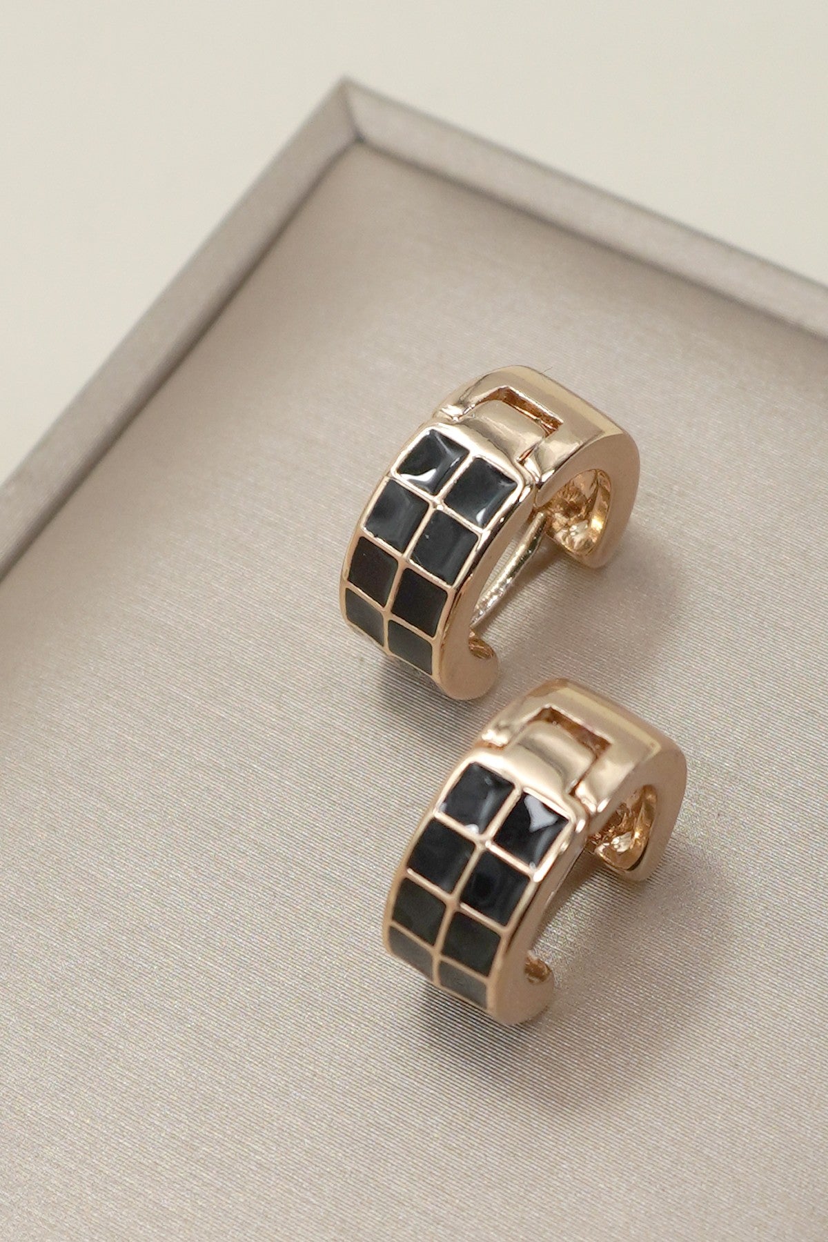 Checker Huggie Hoop Earrings