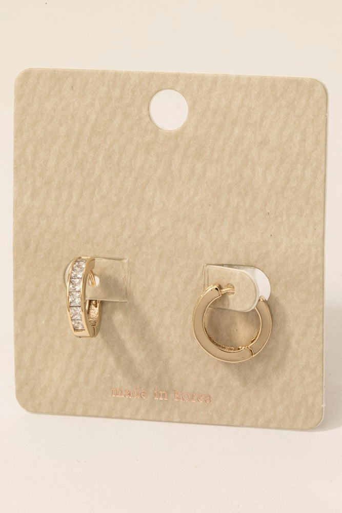 Rhinestone Huggie Hoop Earrings
