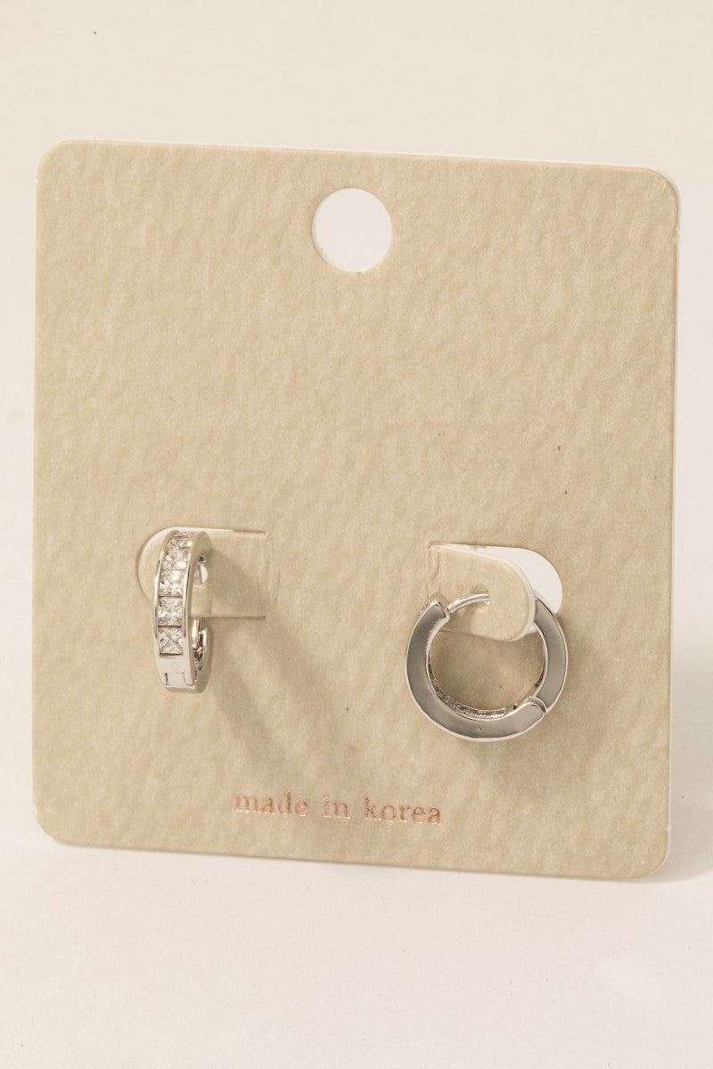 Rhinestone Huggie Hoop Earrings