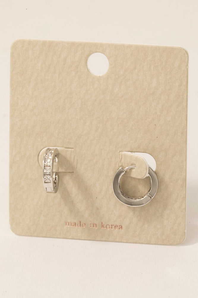 Rhinestone Huggie Hoop Earrings