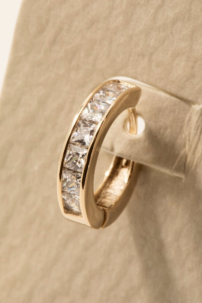 Rhinestone Huggie Hoop Earrings