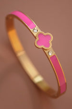 Designer Inspired Gold Bangle with Pink Accents