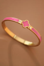 Designer Inspired Gold Bangle with Pink Accents