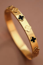 Designer Inspired Gold Bangle with Black Accents