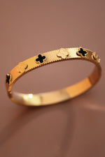 Designer Inspired Gold Bangle with Black Accents