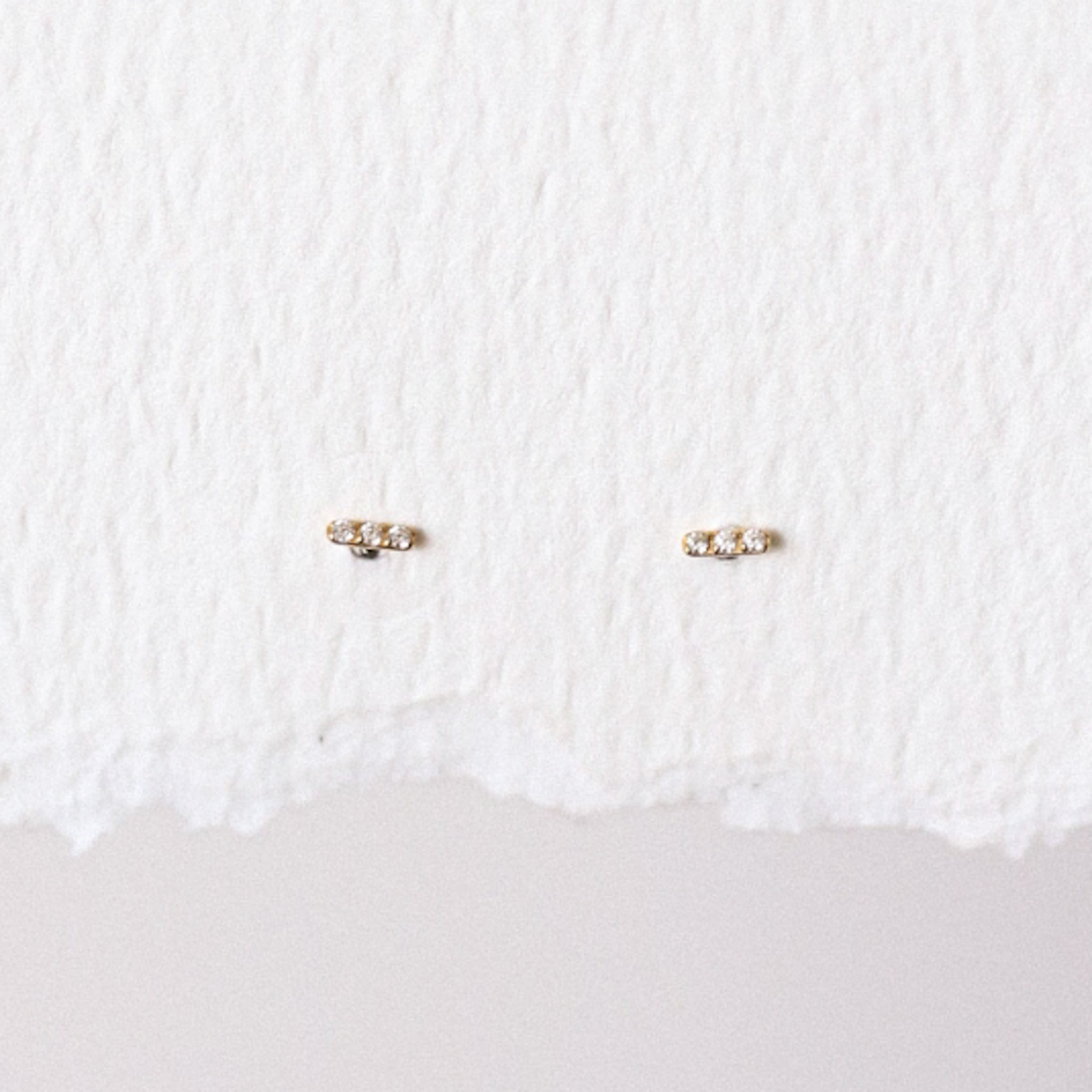 Bar CZ Threadless Earring Mini - Gold or Silver