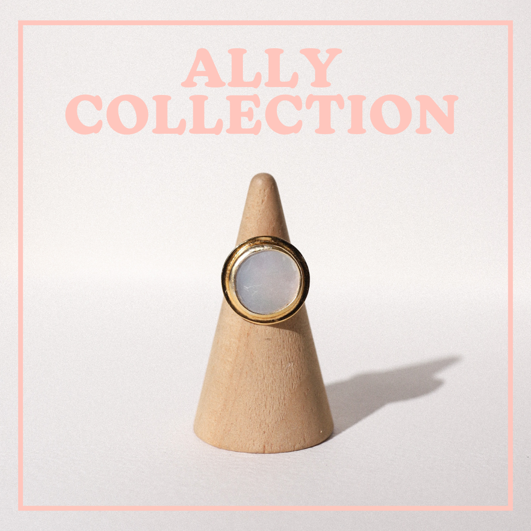 (5) Gold Plated Mother of Pearl Ring