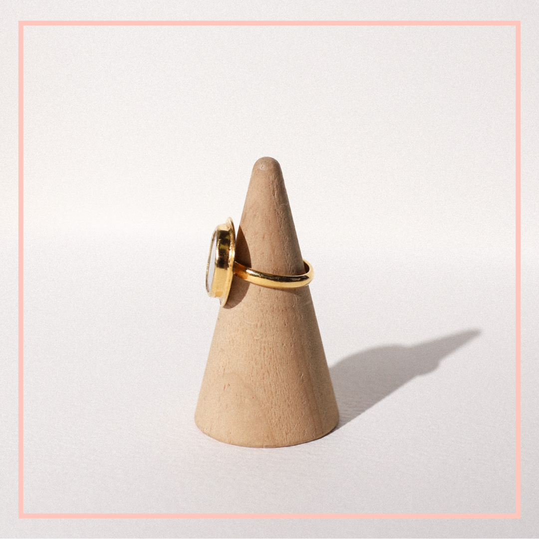 (5) Gold Plated Mother of Pearl Ring