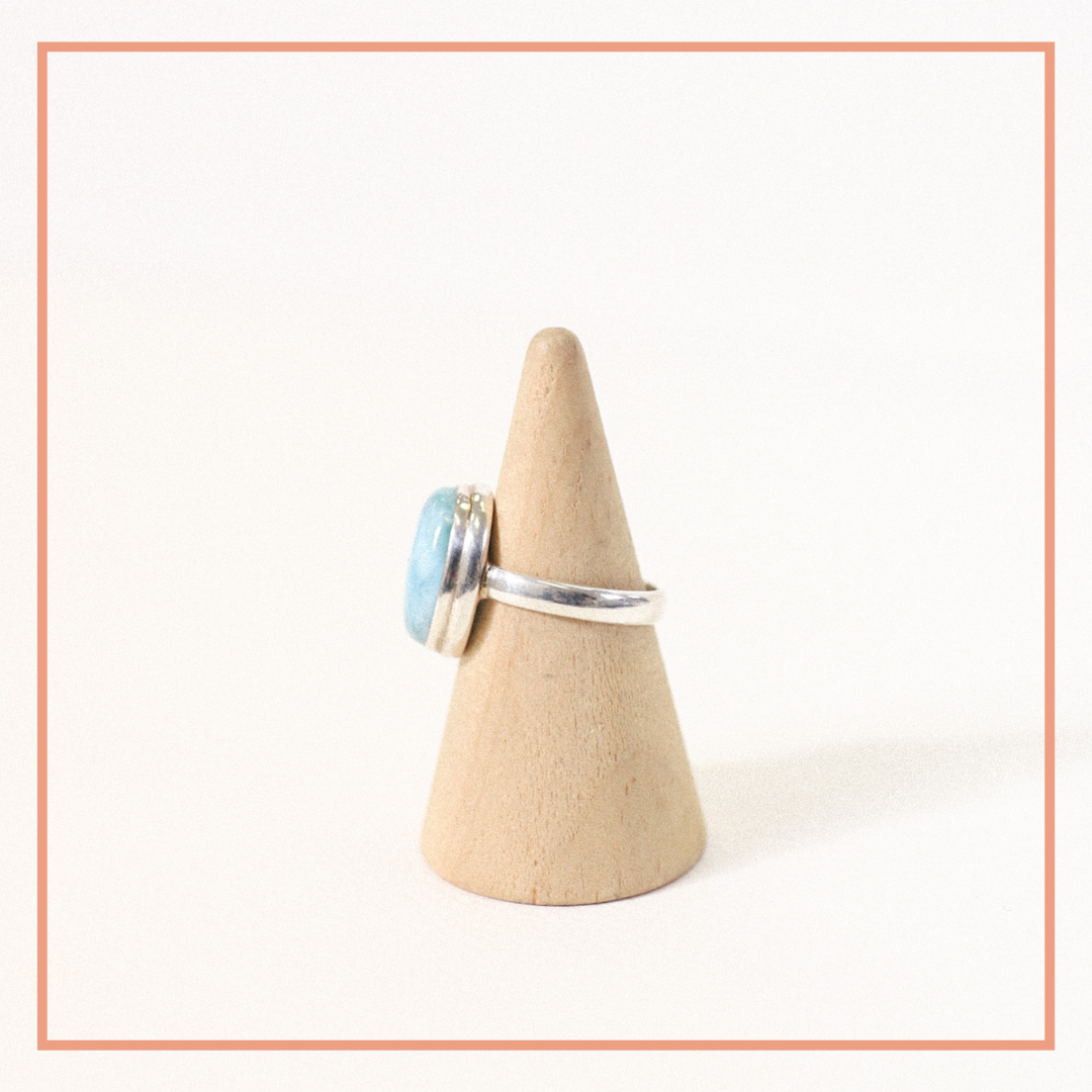 (8.25) Silver Larimar Ring