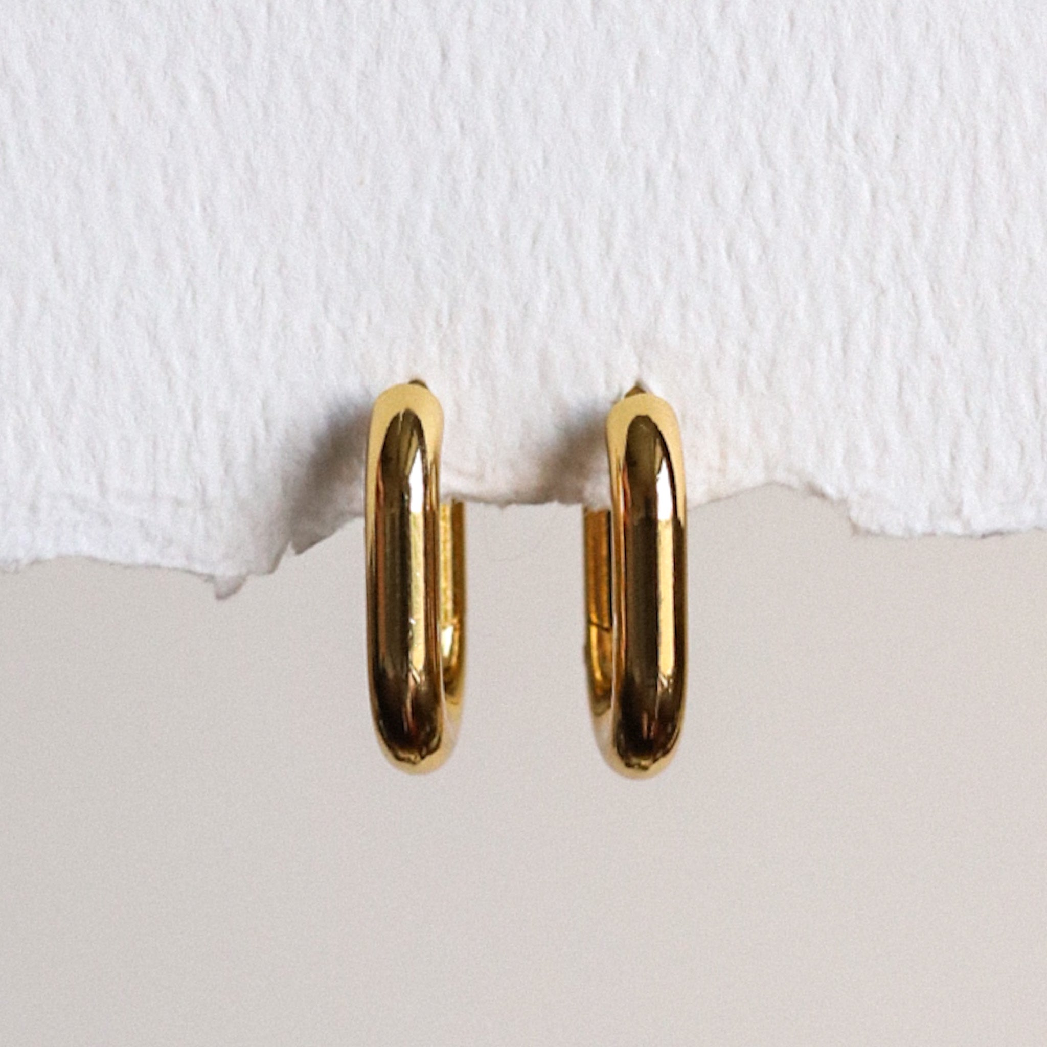 Gold Plated Surgical Steel Clicker Rectangle Hoop Earrings