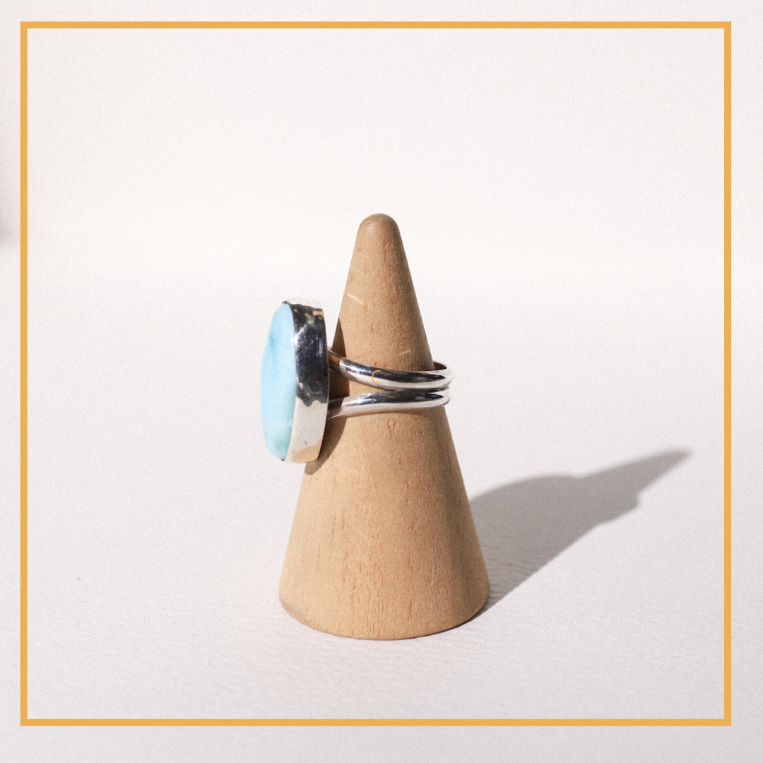 (6) Silver Larimar Ring