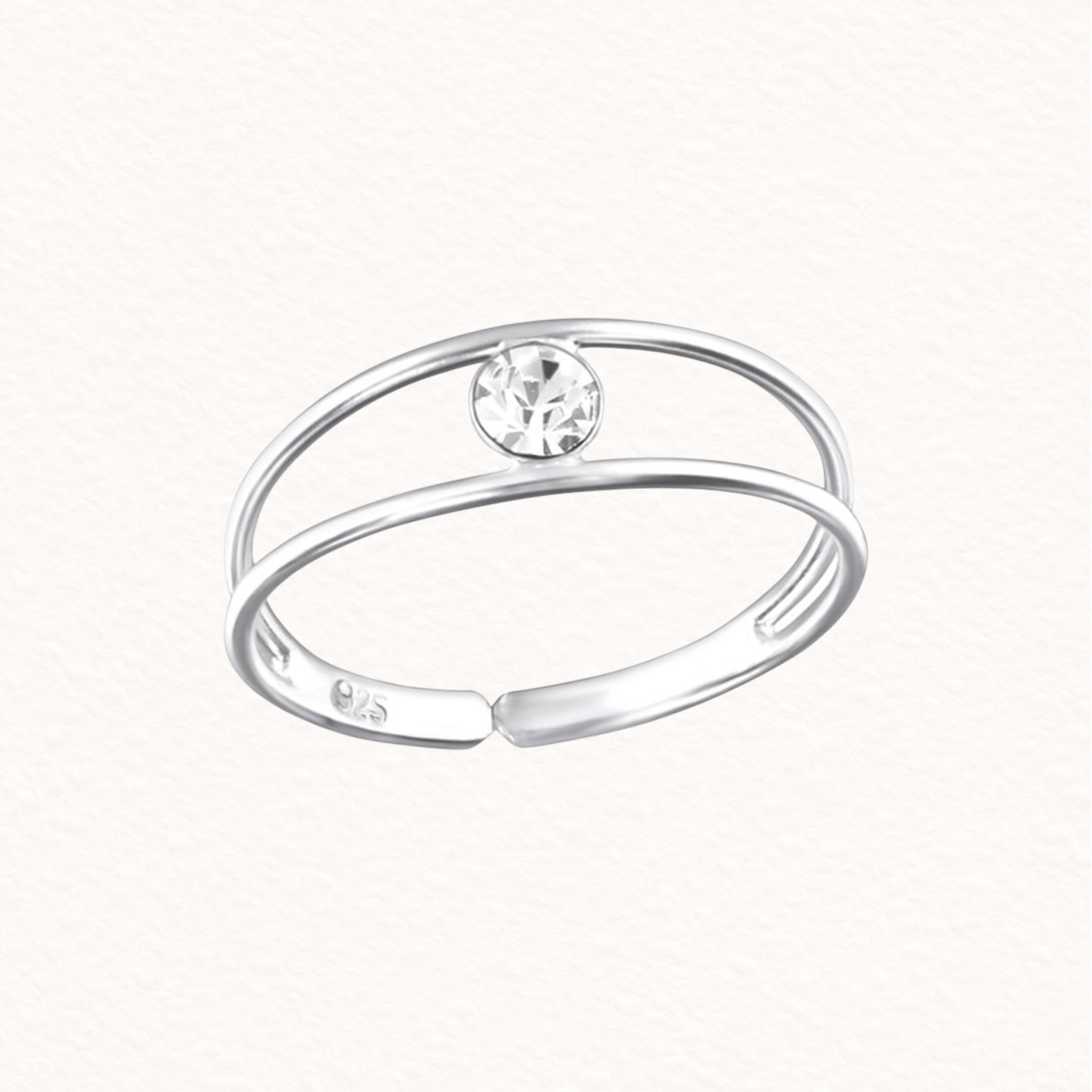 Sterling Silver Crystal Adjustable Toe Ring