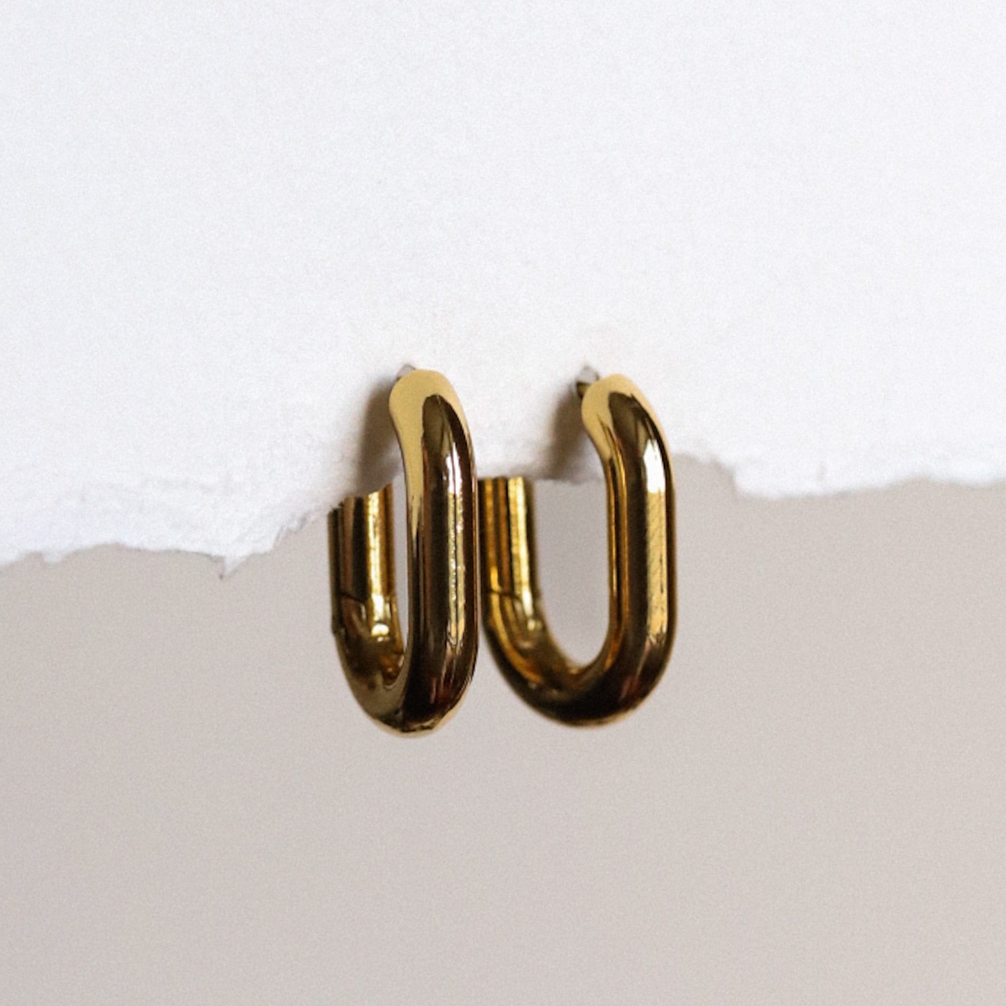 Gold Plated Surgical Steel Clicker Rectangle Hoop Earrings