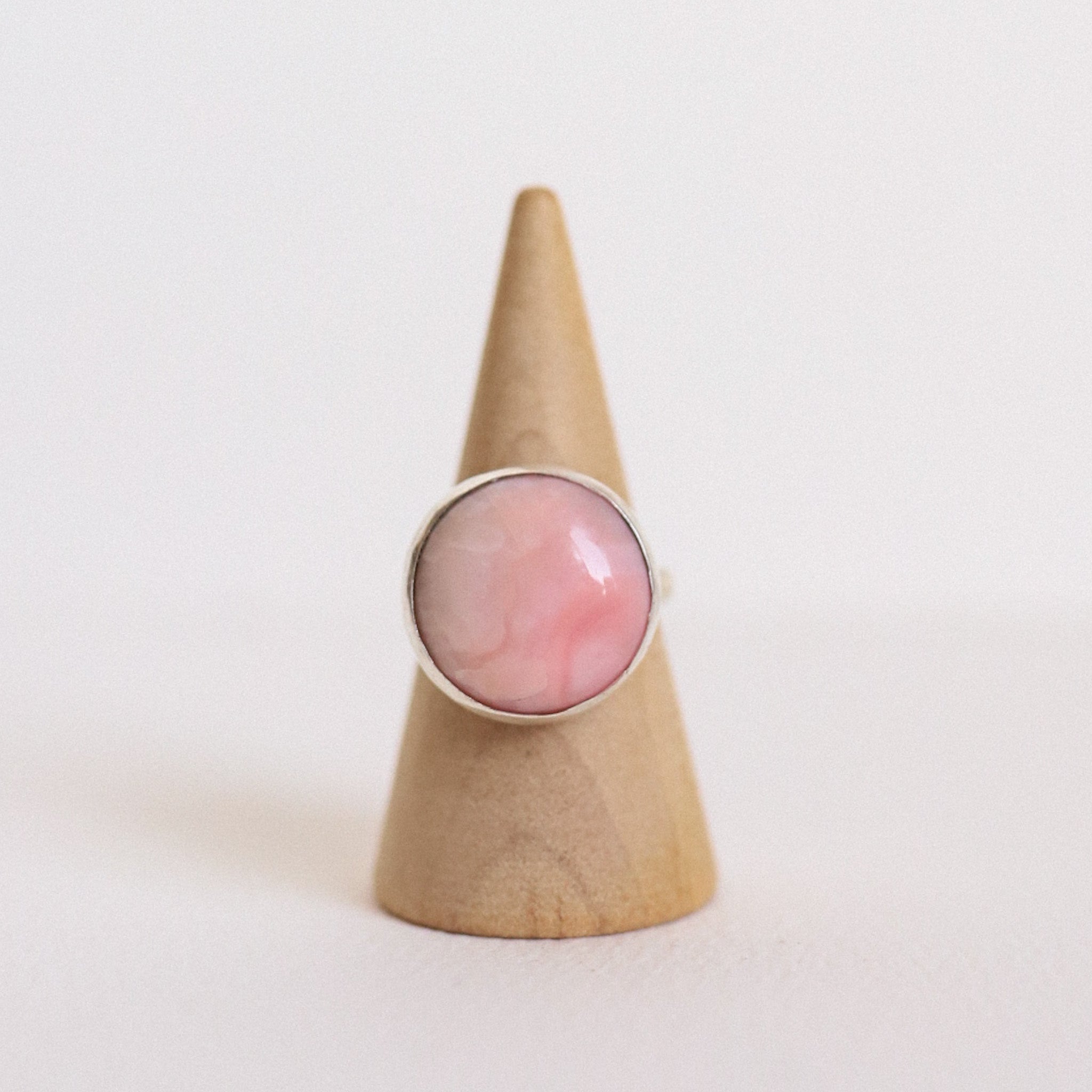 (5.5) Silver Pink Opal Ring