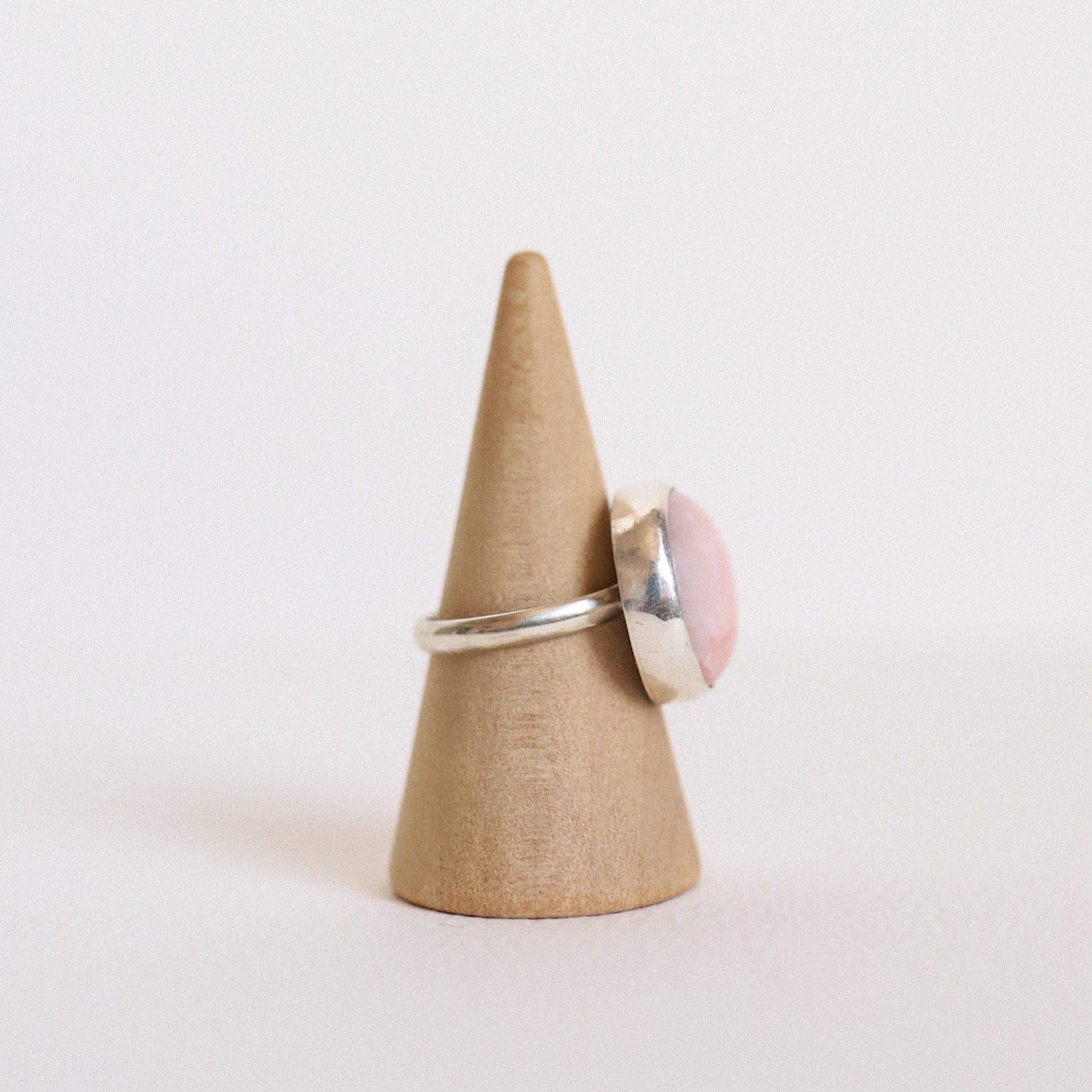(5.5) Silver Pink Opal Ring