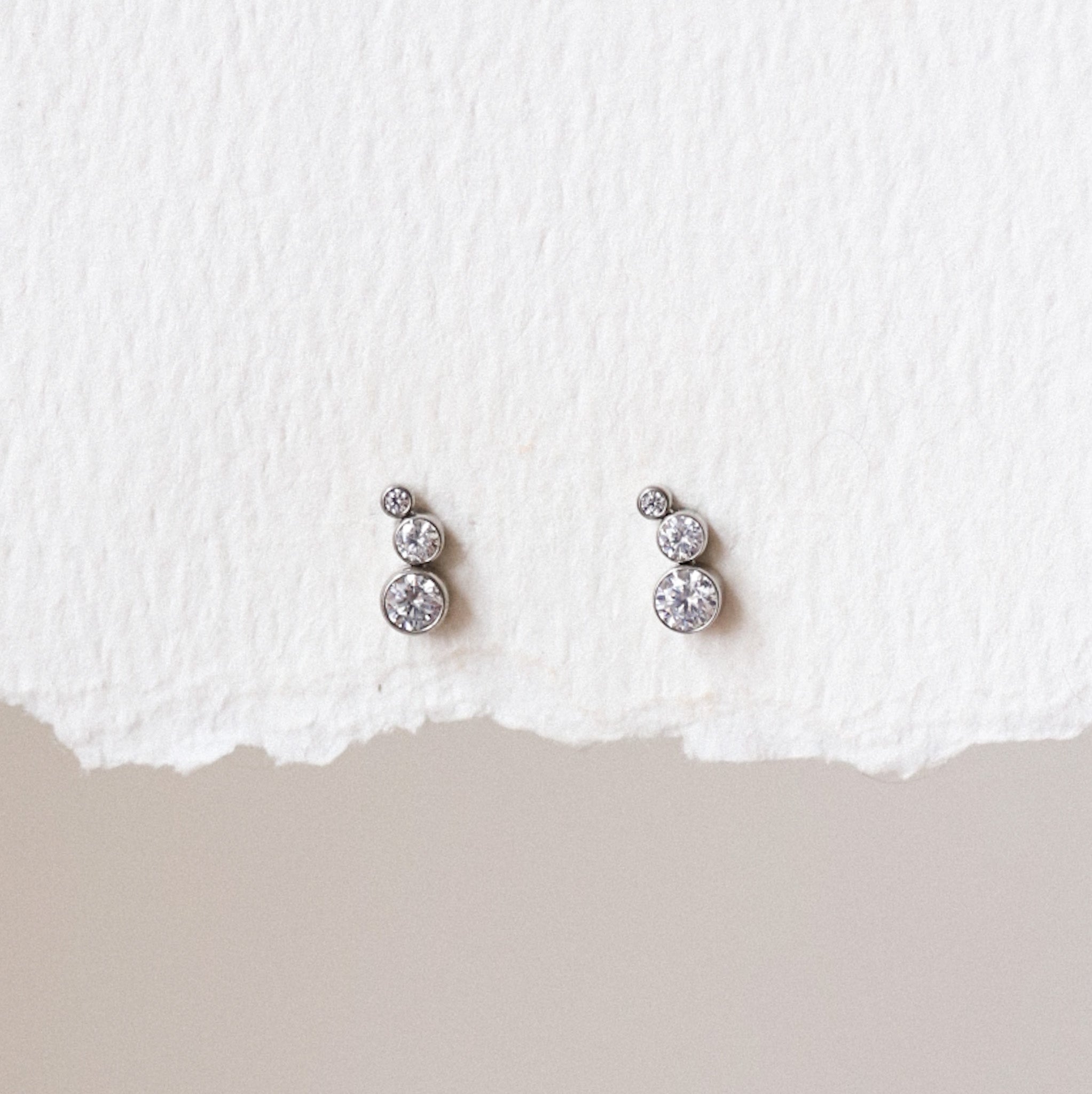 CZ Climber Stud Threadless Earring - Gold or Silver