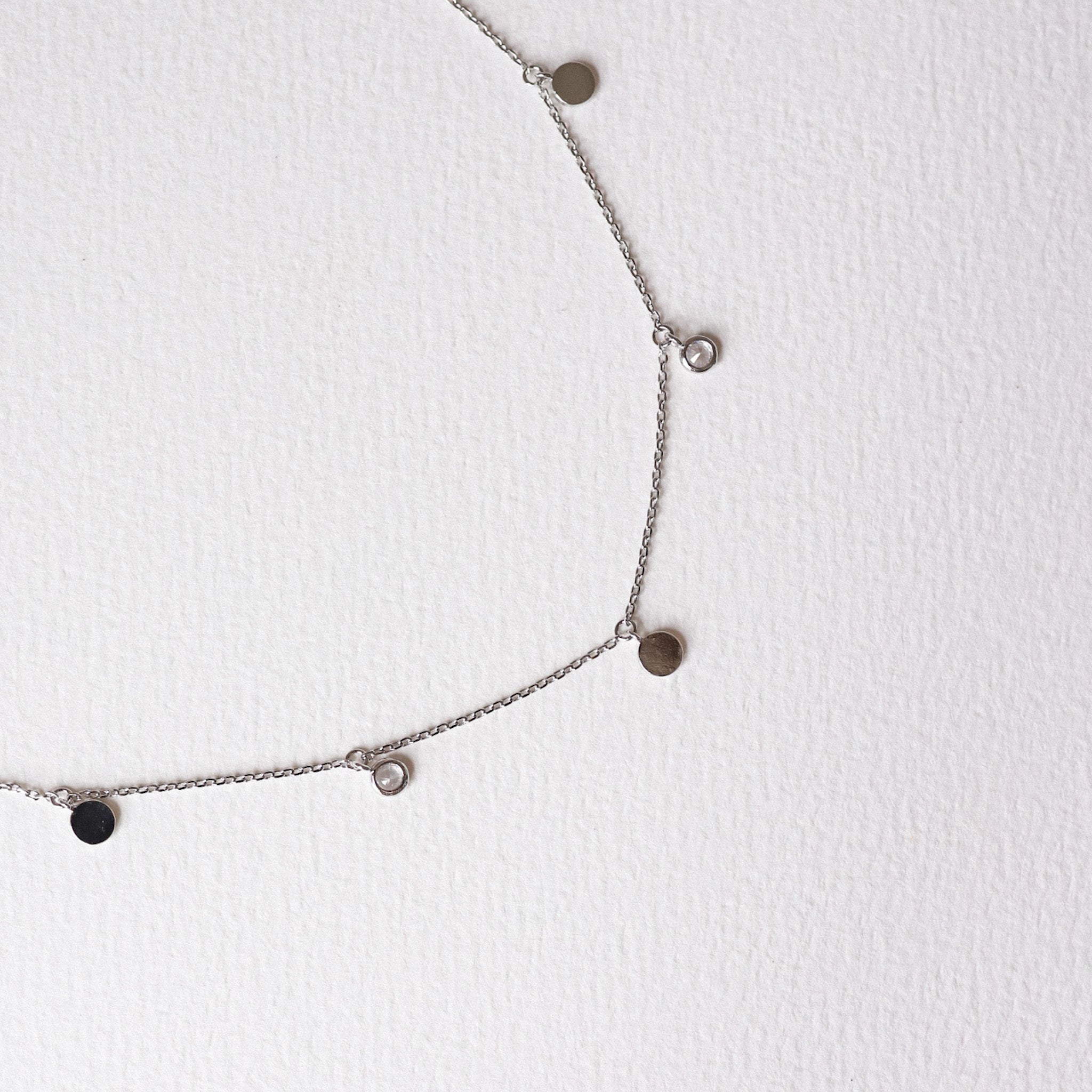 Dainty Rhinestone Dots Necklace - Gold or Silver