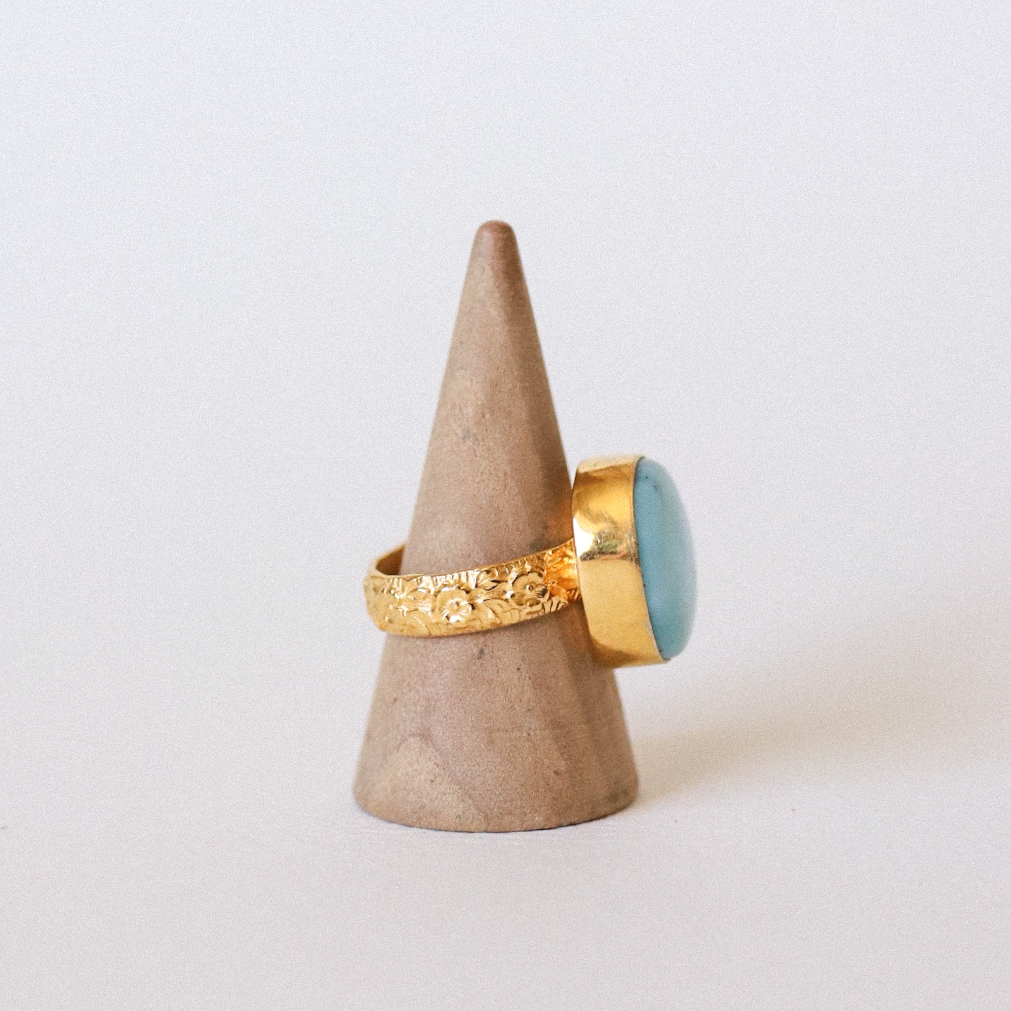 (7.5) Gold Plated Larimar Ring