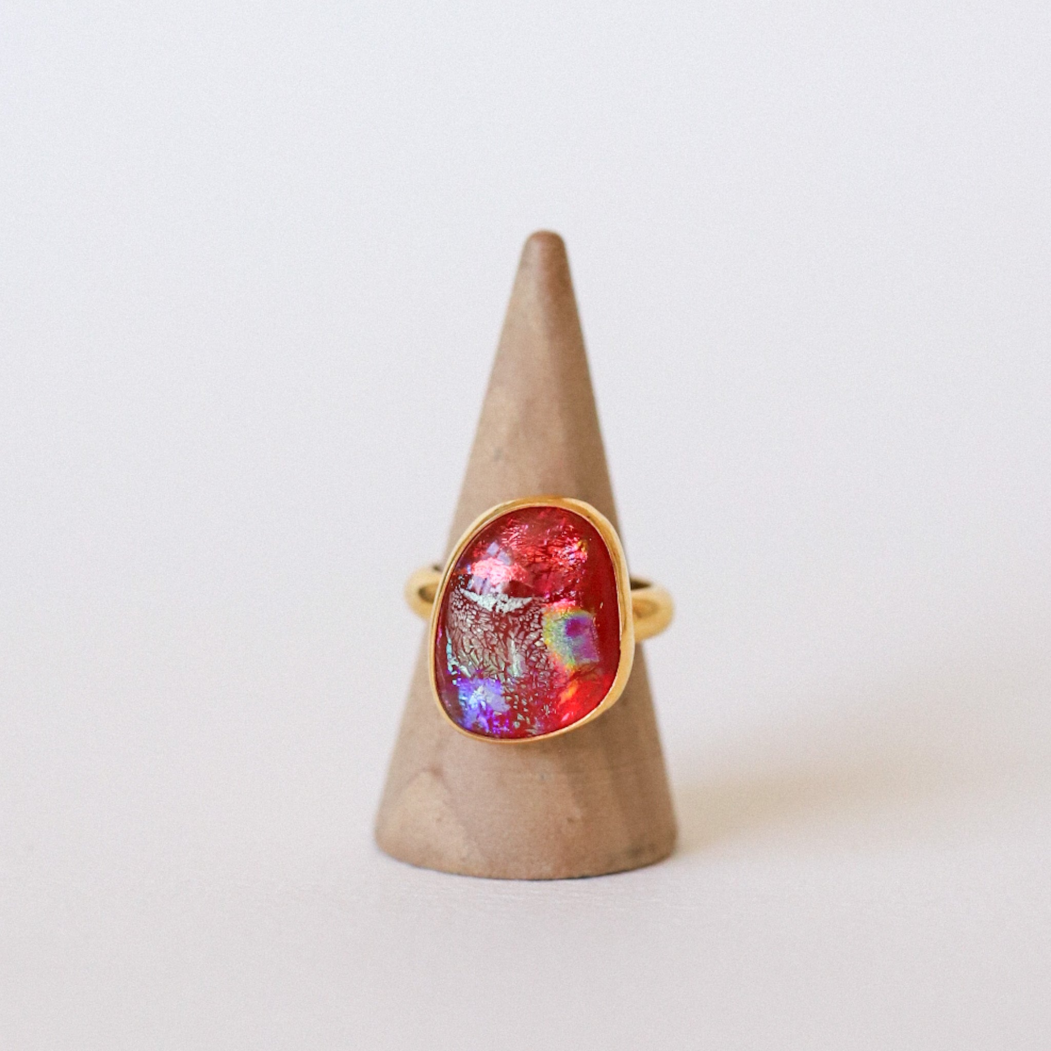 (7) Gold Plated Glass Cab Ring