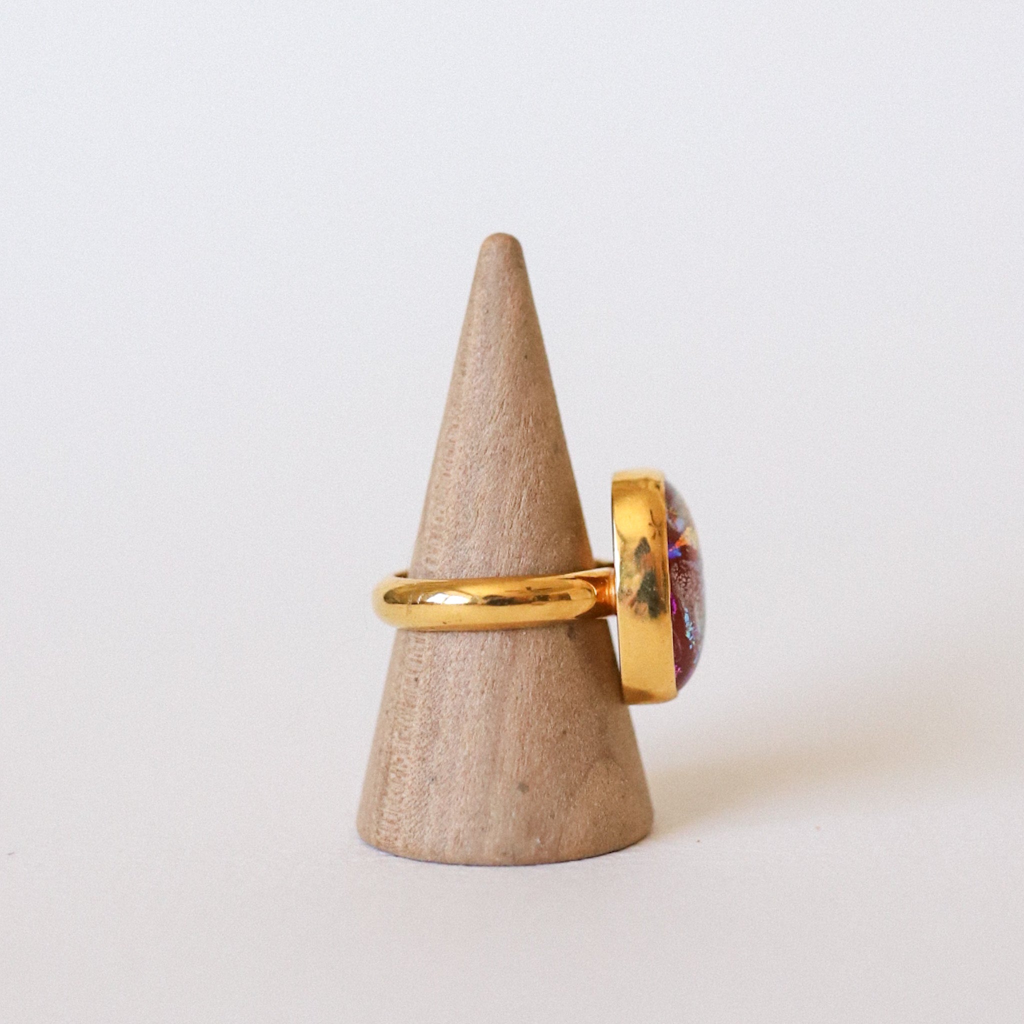 (7) Gold Plated Glass Cab Ring