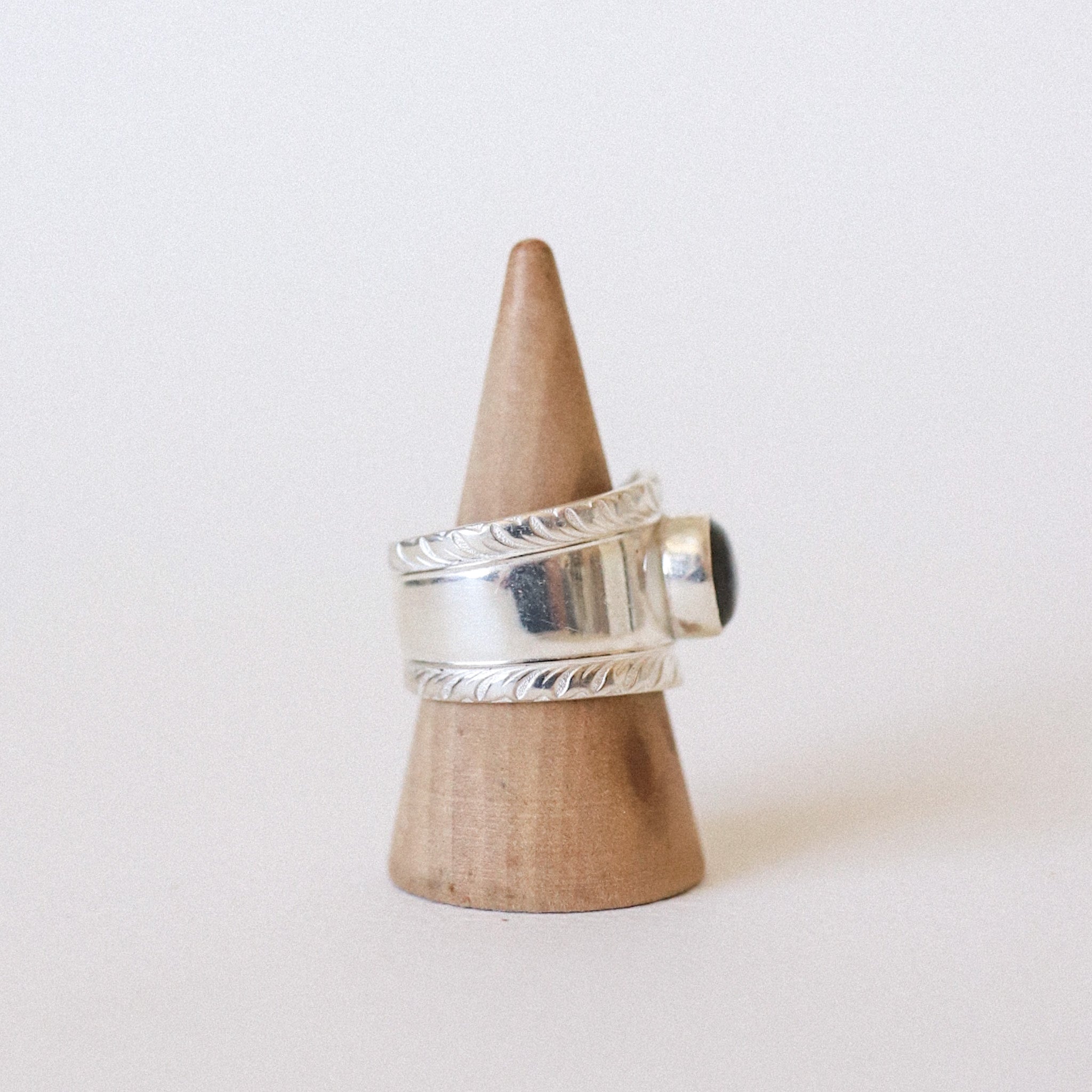 (7) Silver Labradorite Spoon Ring