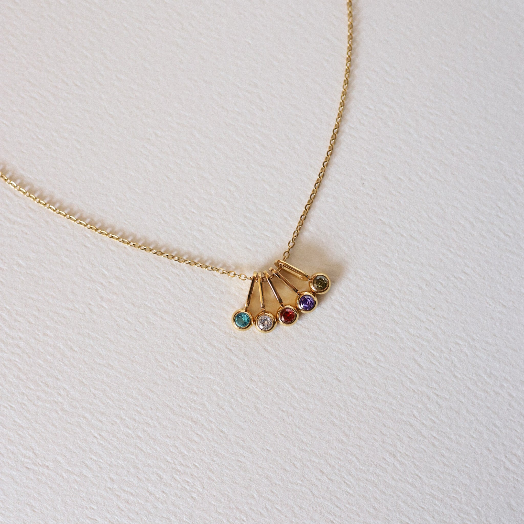 Reyna 18K Gold Five Stone Charm Necklace