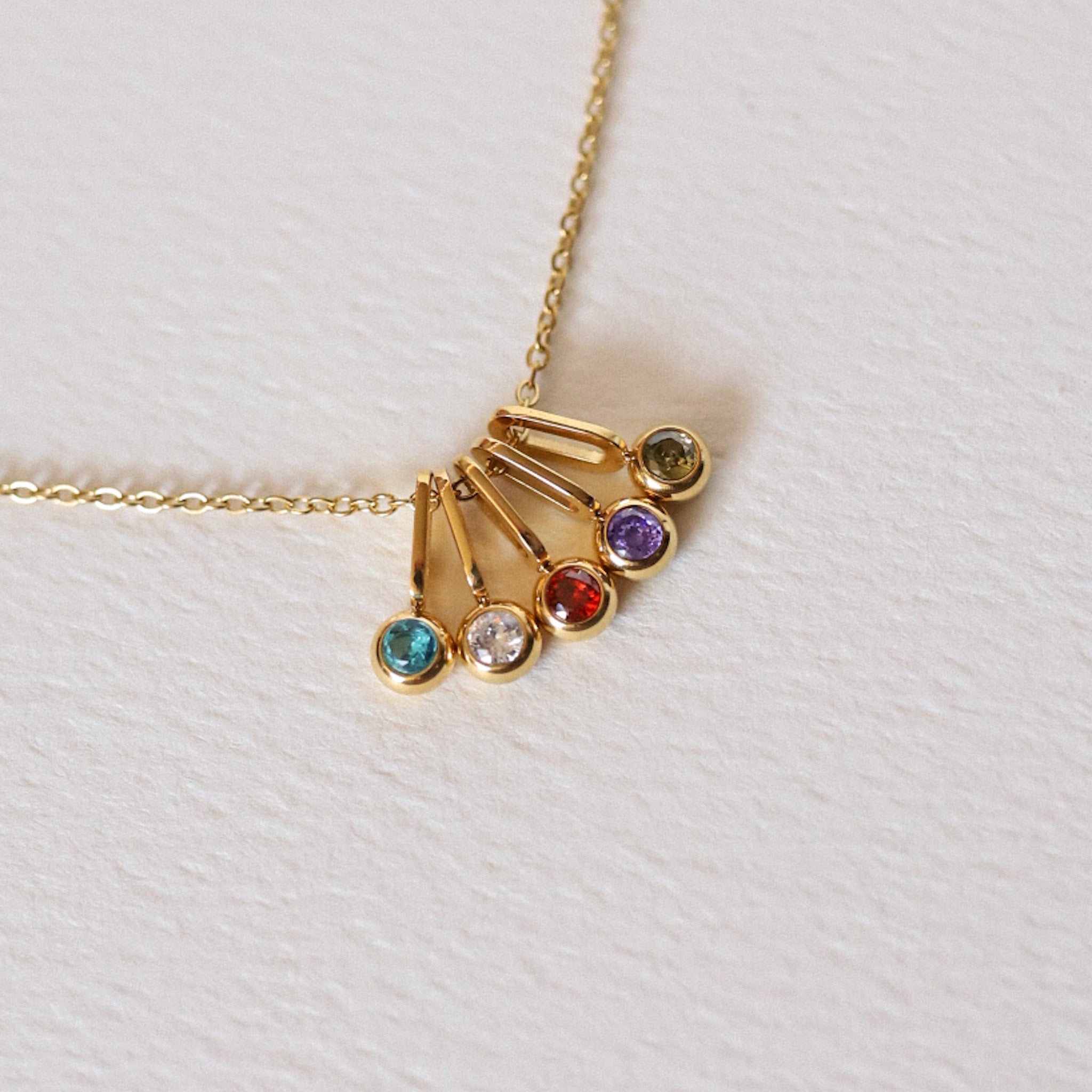 Reyna 18K Gold Five Stone Charm Necklace