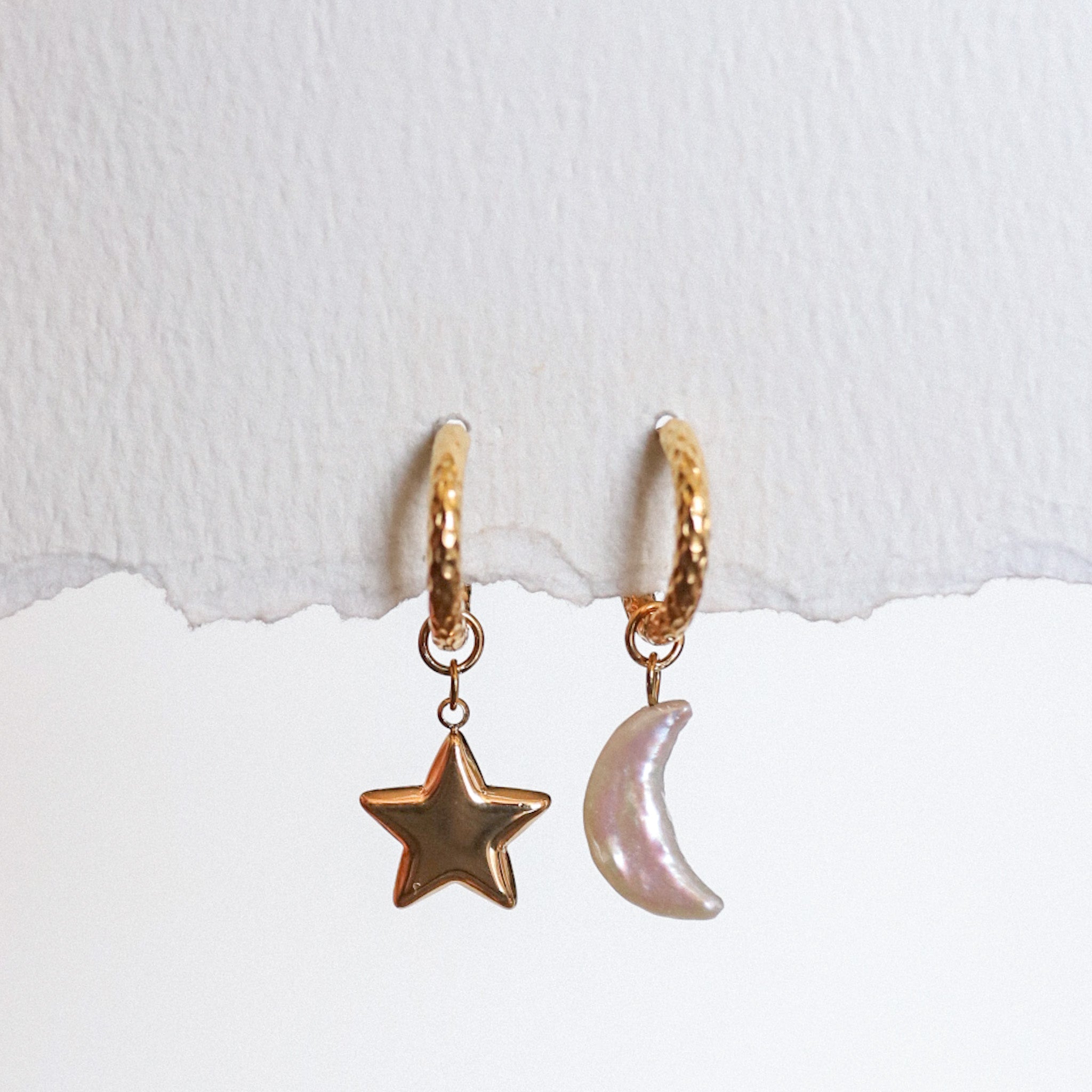 Tillyn 18K Gold Moon and Star Earrings