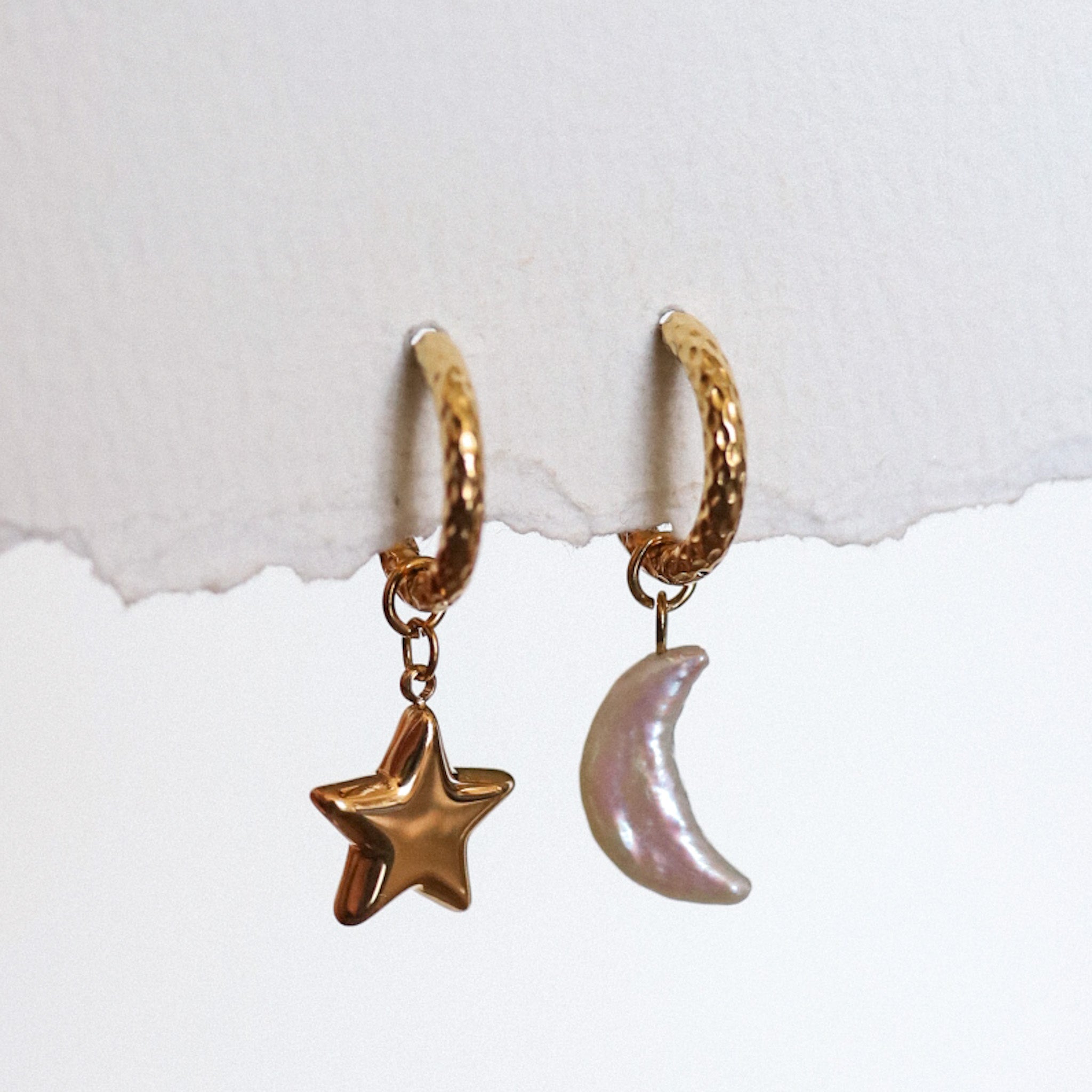 Tillyn 18K Gold Moon and Star Earrings