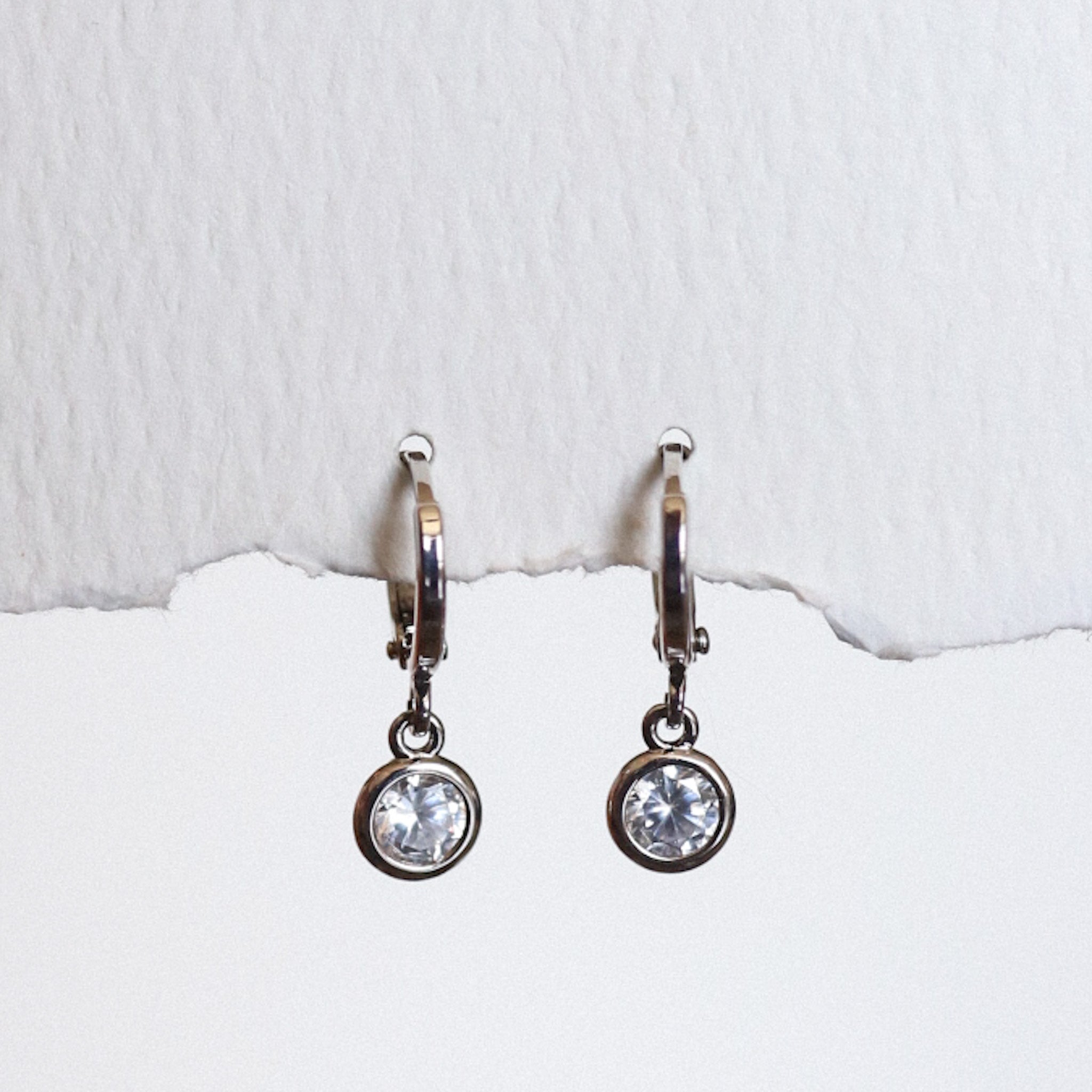 Huggie Hoop Earrings With Bezel-set Cz - Gold + Silver