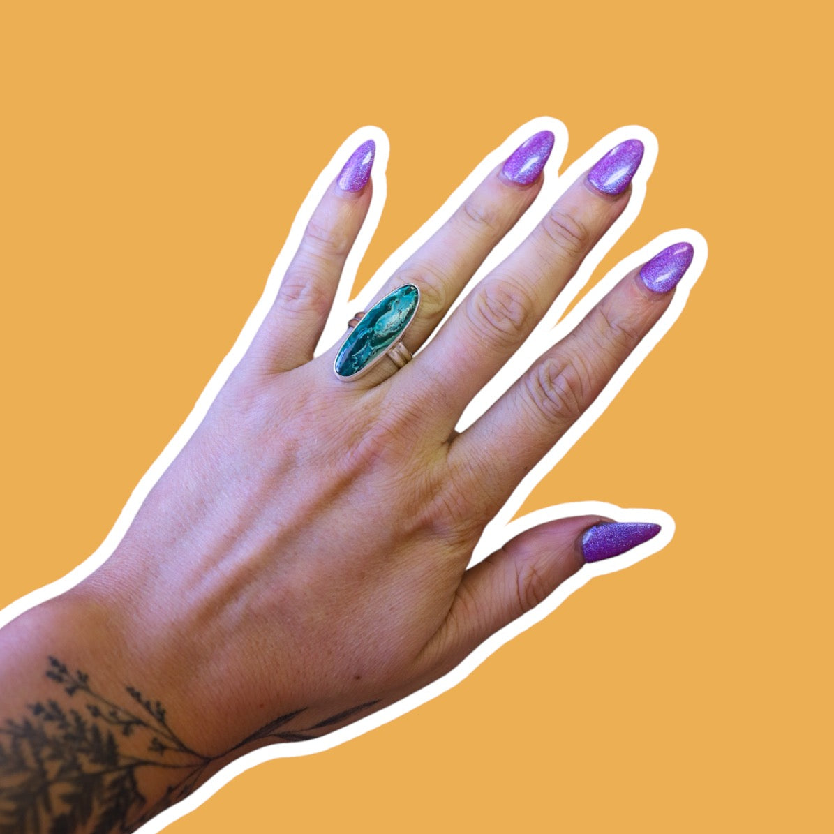 (6.5) Silver Malachite Chrysocolla Ring