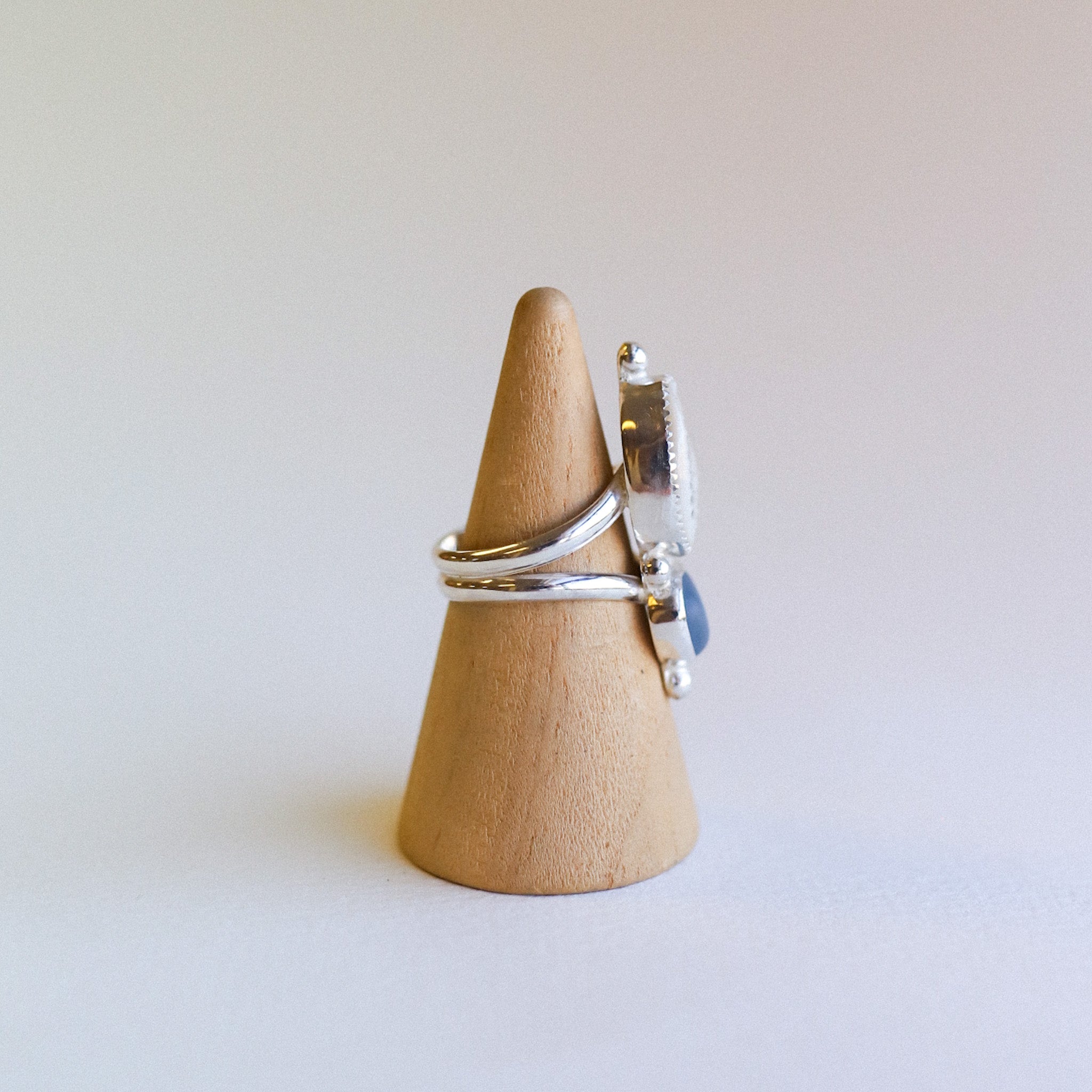 (8) Silver Sea Glass and Cowrie Sea Shell Ring
