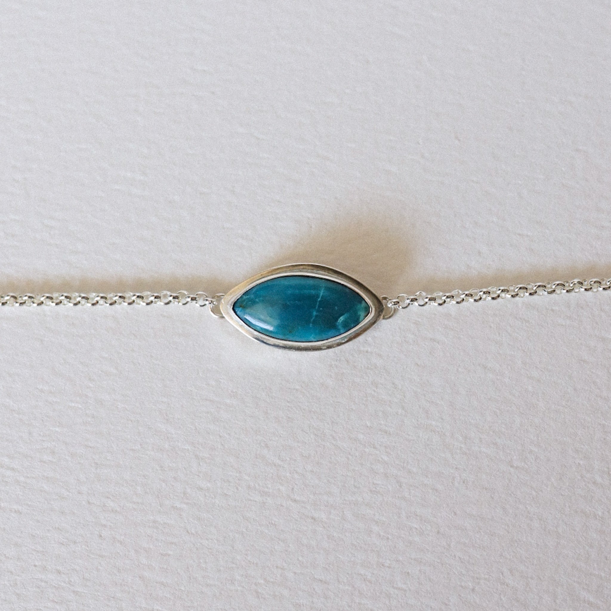 Silver Chrysocolla Chain Bracelet