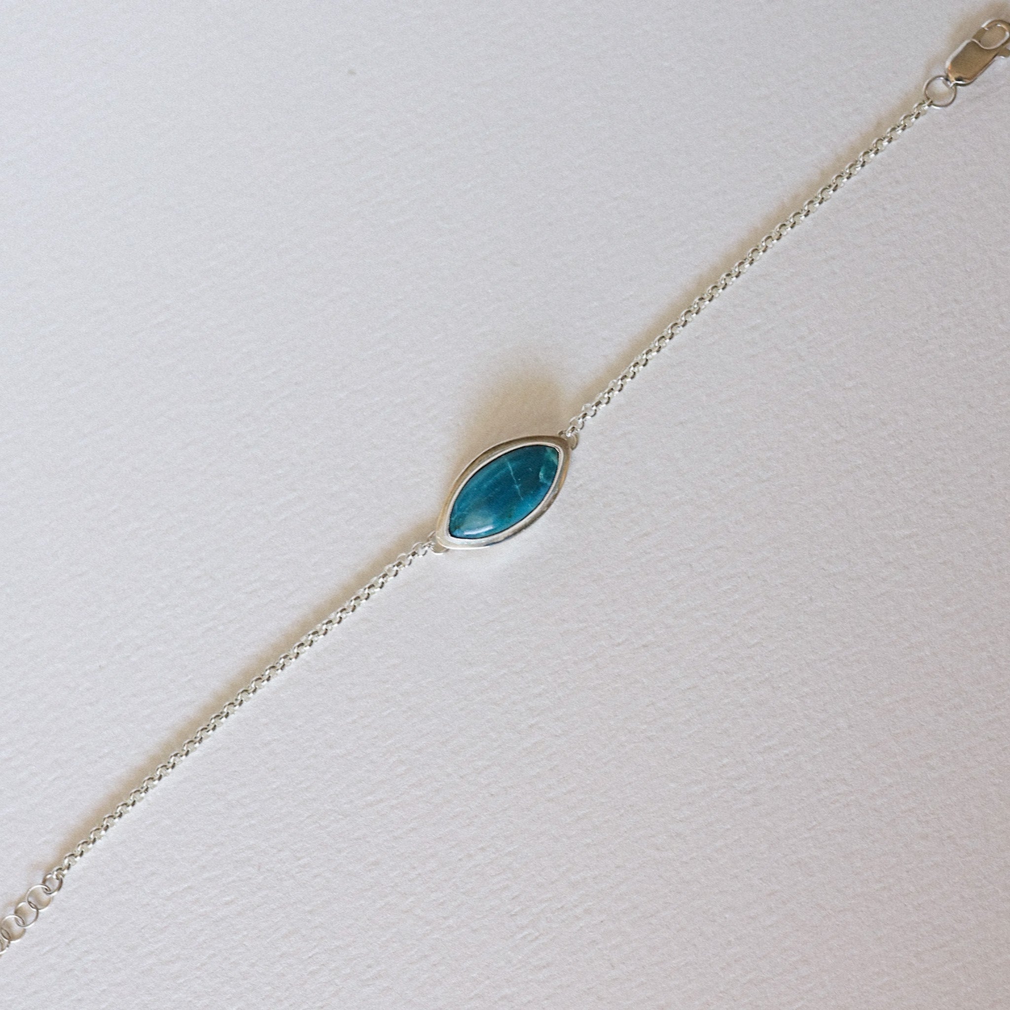 Silver Chrysocolla Chain Bracelet