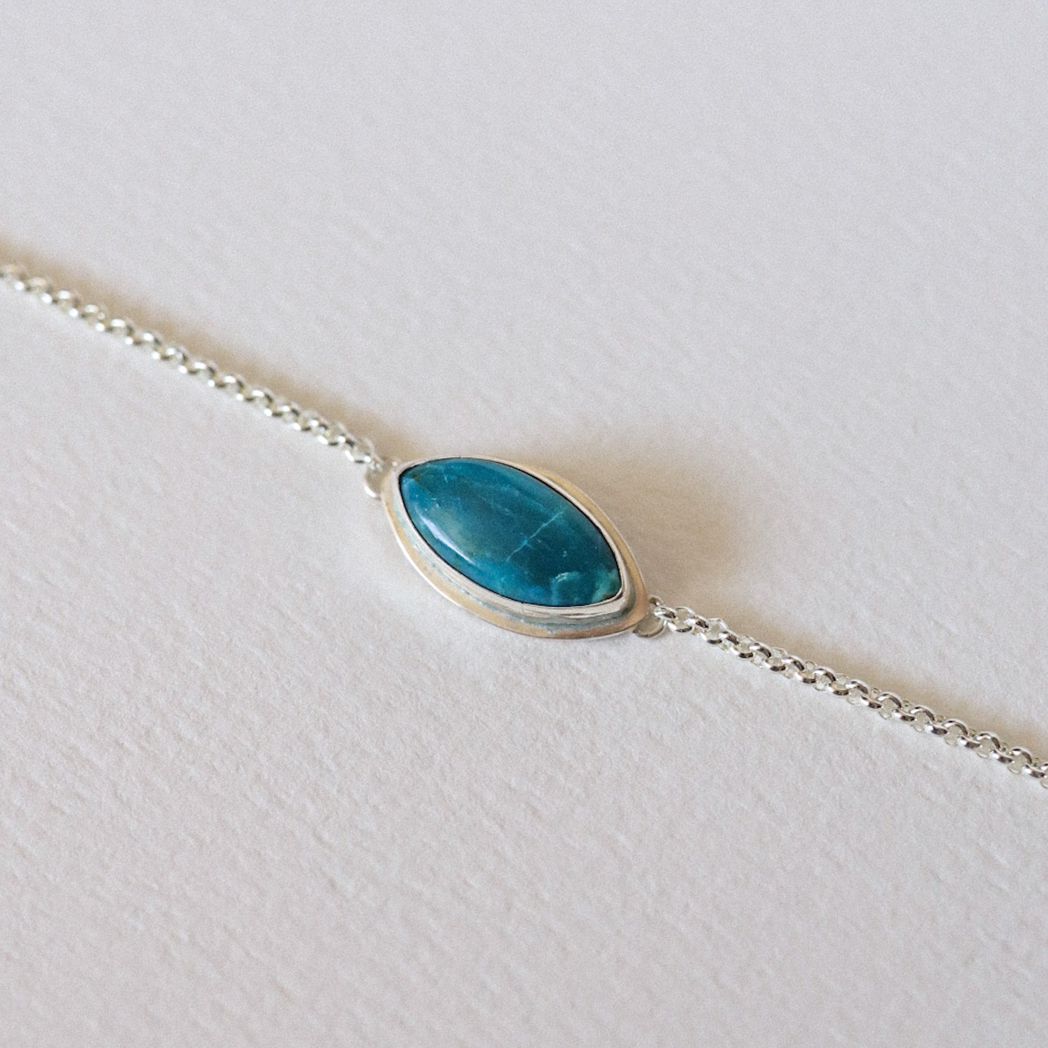 Silver Chrysocolla Chain Bracelet