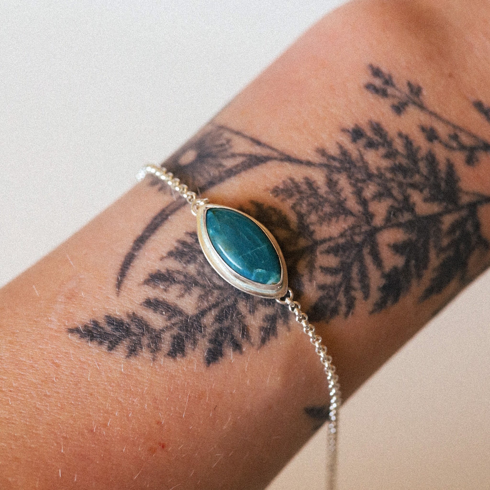Silver Chrysocolla Chain Bracelet