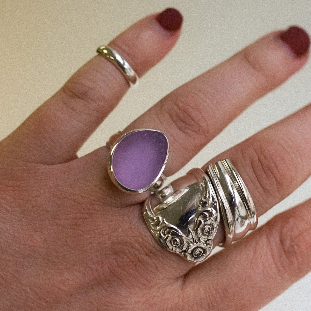 (7) Silver Sea Glass Ring