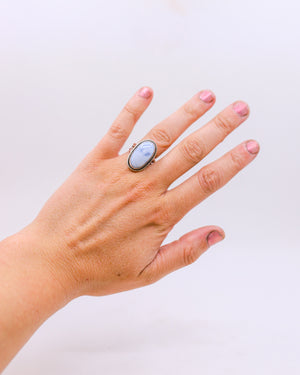 Silver Blue Opal Ring