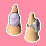 (8) Silver Pink Moonstone Ring