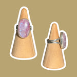 (6) Silver Pink Moonstone Ring