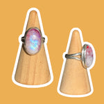 (6.5) Silver Pink Moonstone Ring