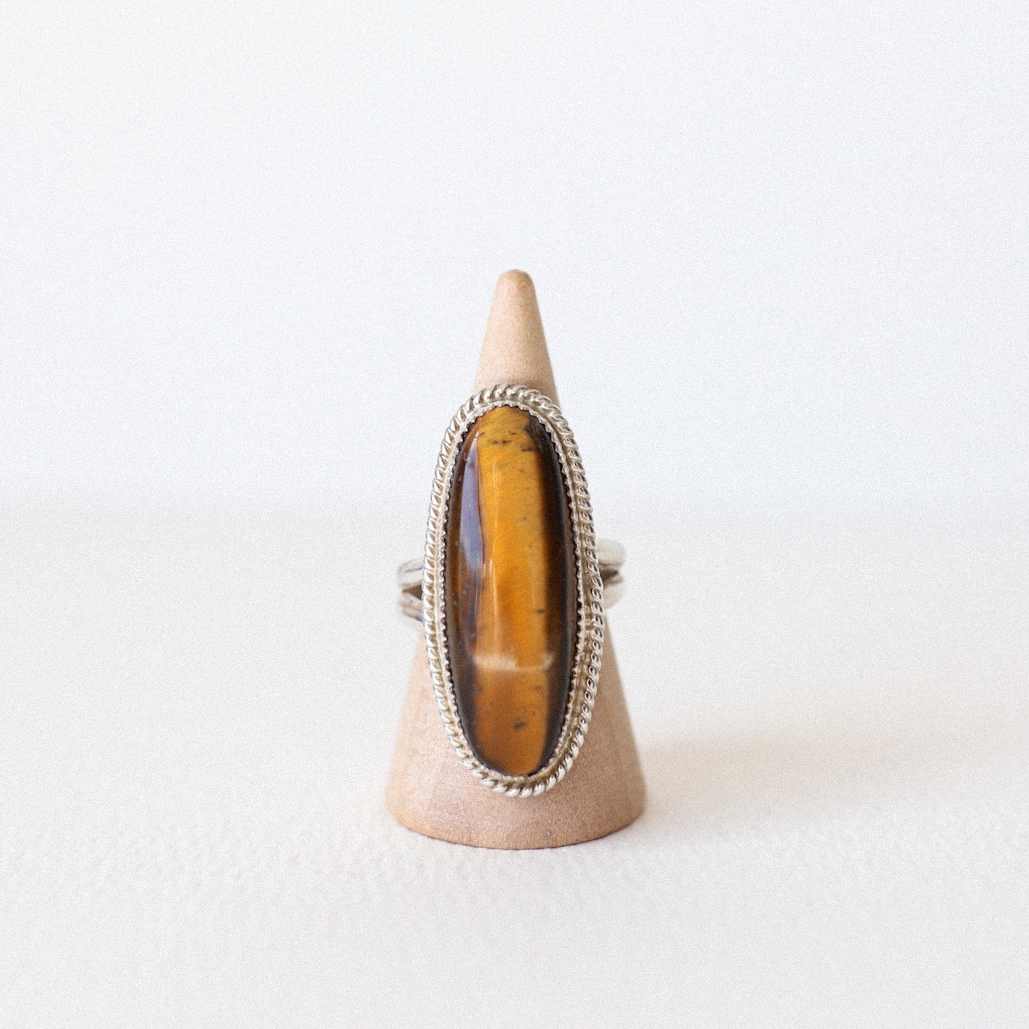 (7) Silver Tiger's Eye Ring