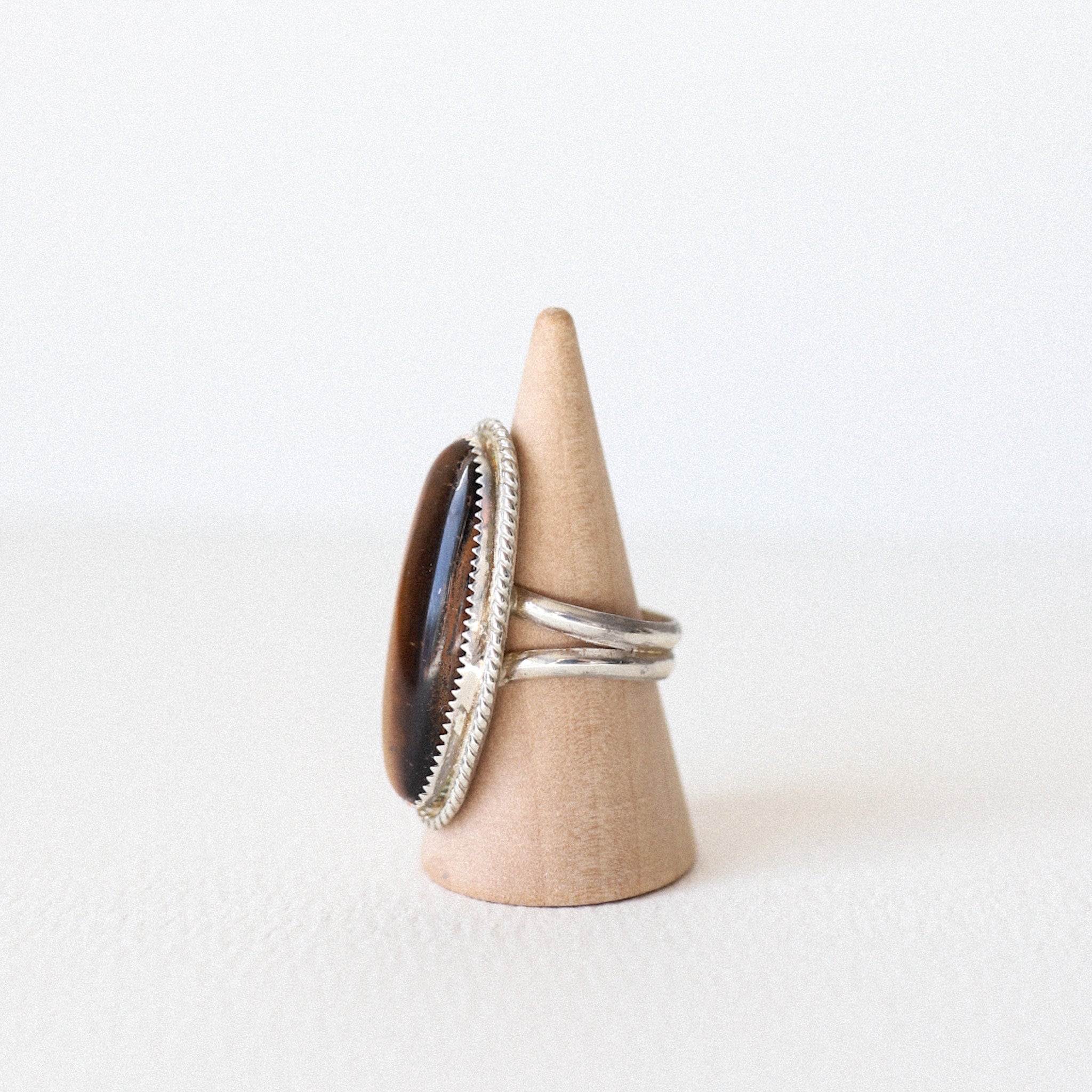 (7) Silver Tiger's Eye Ring
