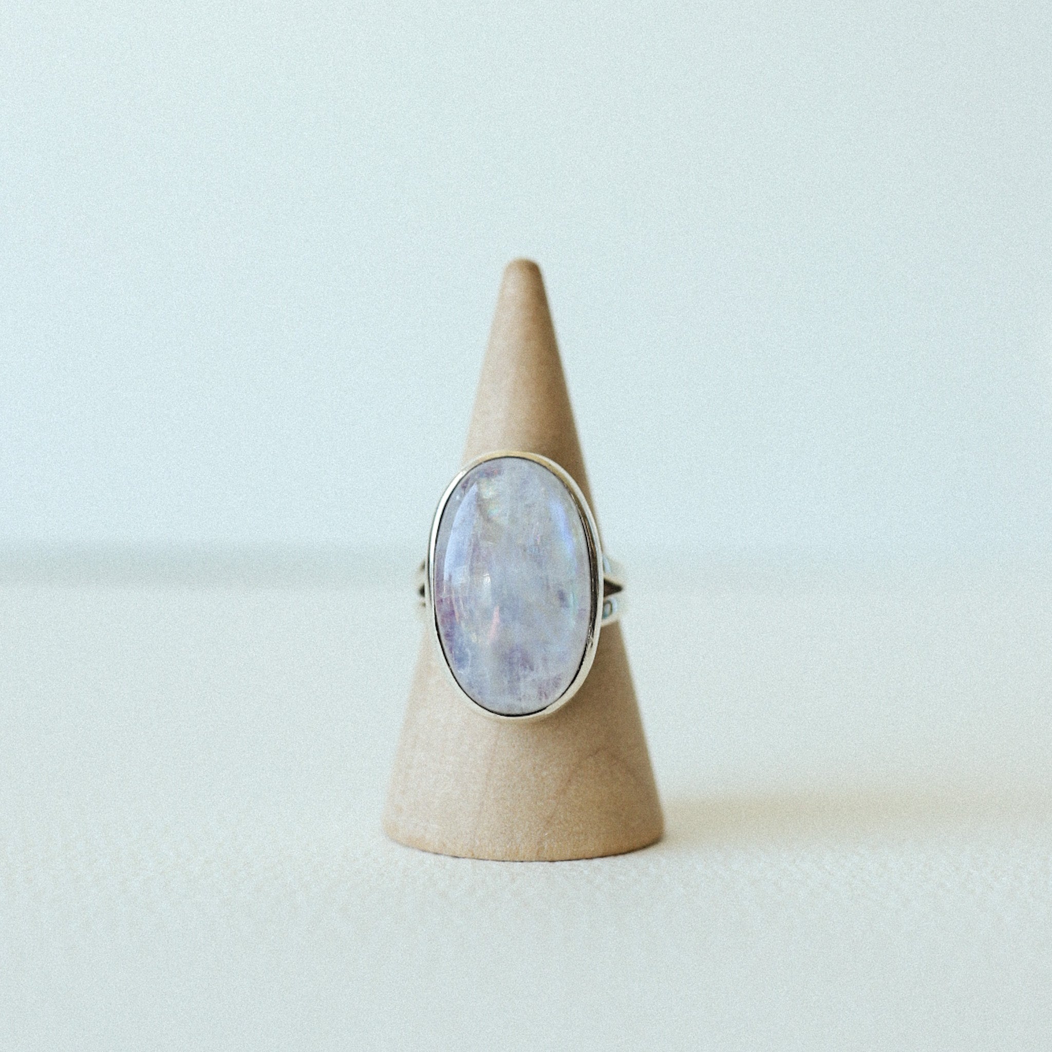 (6) Silver Pink Moonstone Ring
